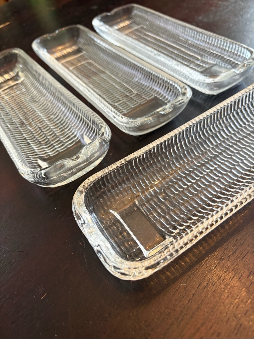 Corn Cob Butter Dishes Vintage Glass 4 count